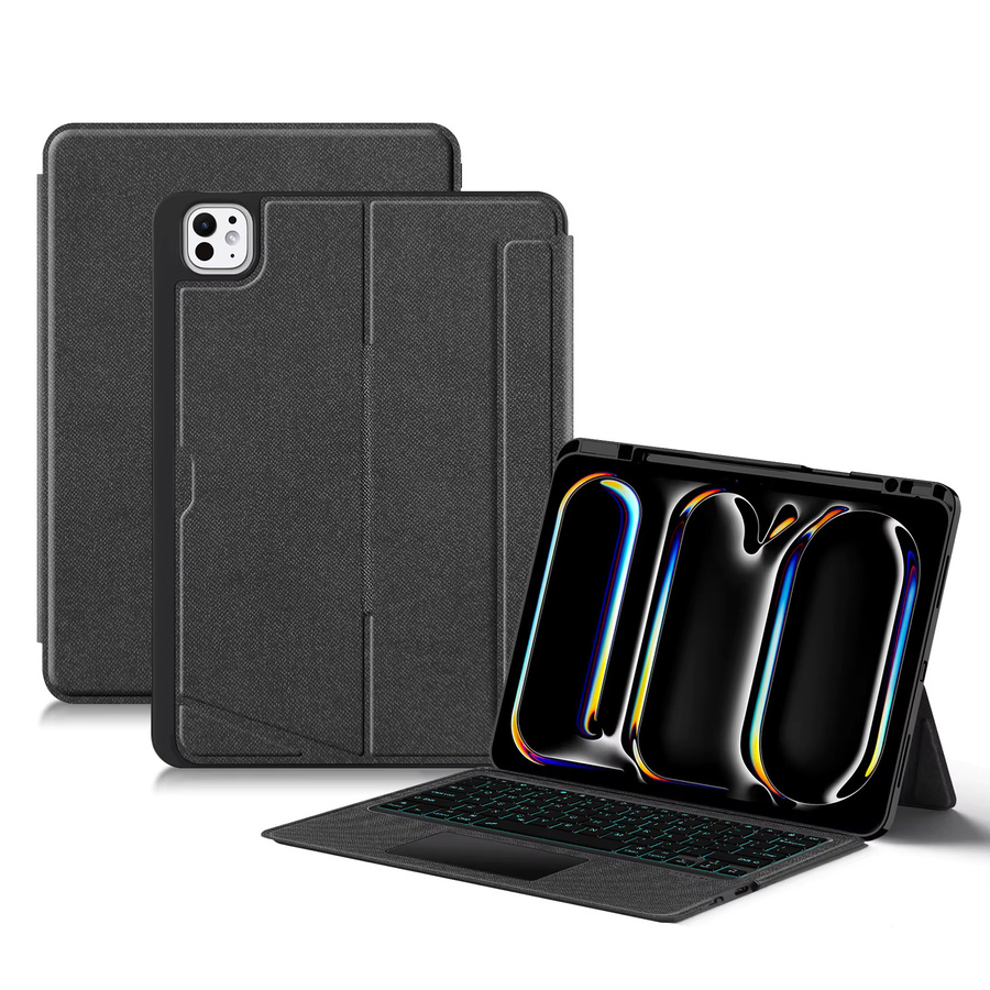 AJIUYU Magische Tastatur mit Touchpad und Hintergrundbeleuchtung für iPad Pro 13 M4 M5 sowie iPad Pro 11 M4 M5, abnehmbare Schutzhülle, Schwarz - Bild 5