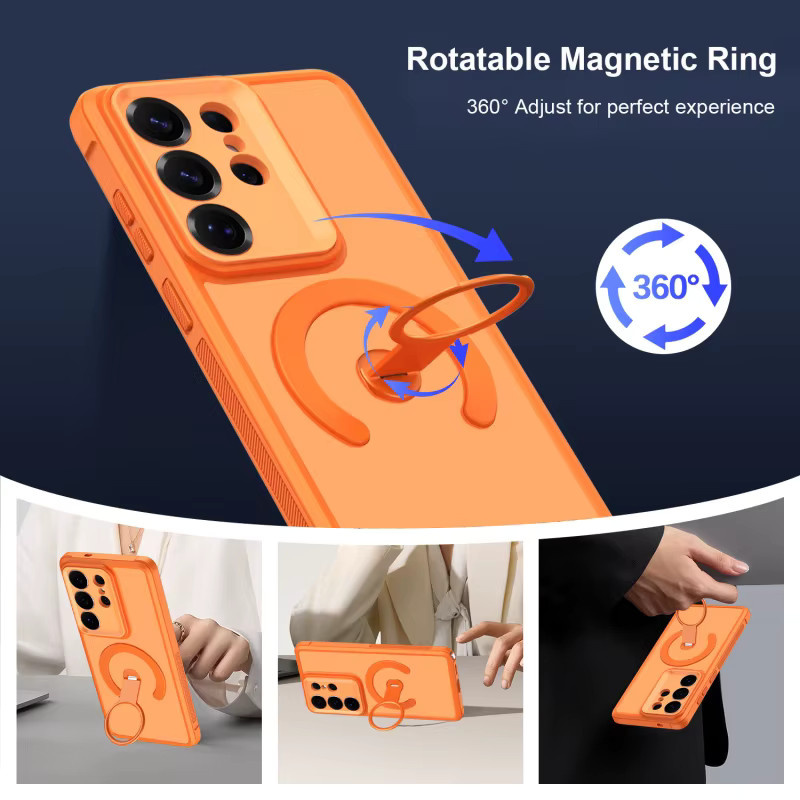 Magnetische Handyhülle für Samsung Galaxy S26 S24 S23 Ultra Plus FE mit MagSafe und Anti-Sturz-Schutz, Orange - Bild 2