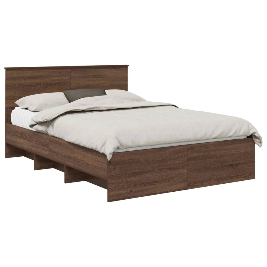 vidaXL Bettrahmen in Eiche Braun aus Holzwerkstoff, B/T/H: 140 x 200 x 90 cm - Bild 2