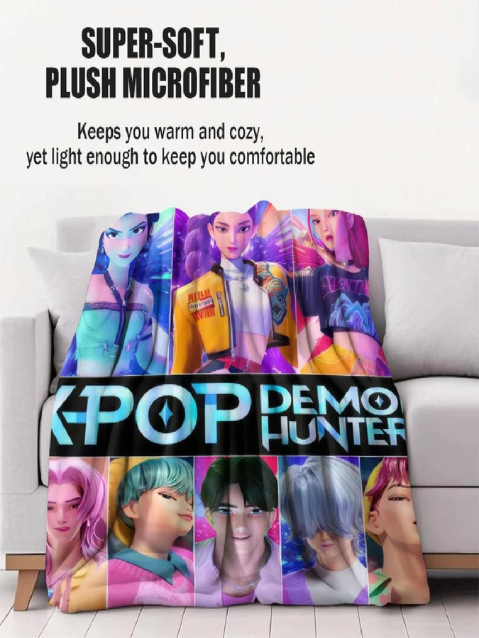 YangJOJO Flanelldecke KPop Dämonenjäger Rumi Mira Zoey Multicolor B/H: 75 x 90 cm - Bild 2
