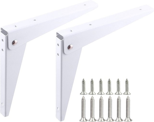 NERISXB 2er-Set Klappbare Regalhalterungen aus Metall in Dreiecksform, Länge: 20,3 cm - Bild 1