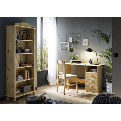 Möbilia Schreibtisch aus Massivholz Kiefer in Beige, B/T/H: 110 x 54 x 73 cm - Bild 2