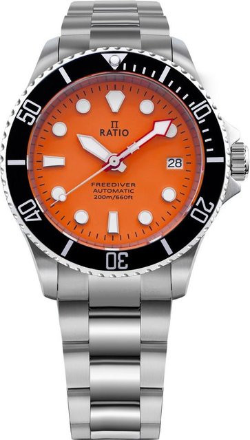 Ratio Armbanduhr Edelstahl, Automatik, orange, Saphirglas, Herren - Bild 1