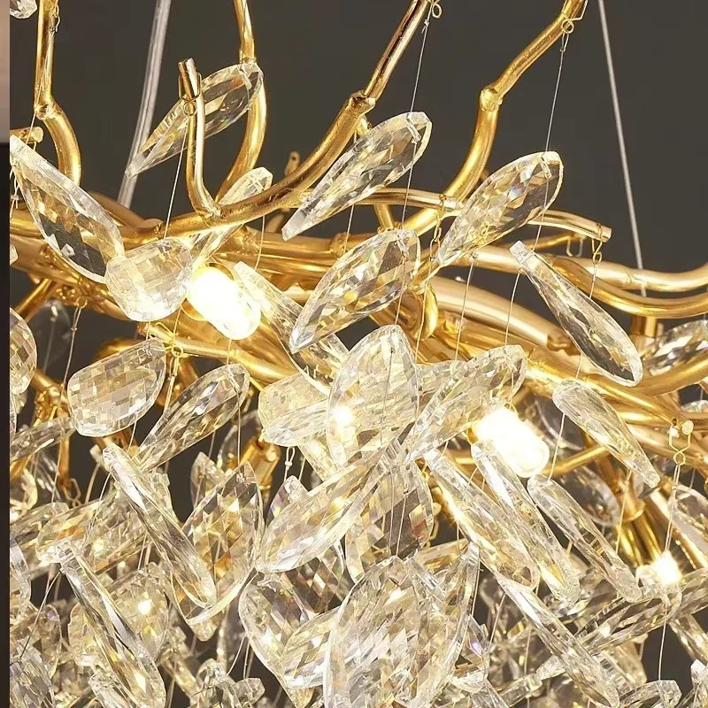 TAONUANSHU Kristall Kronleuchter in Gold/Messing als Deckenanhänger für Wohnzimmer, Esszimmer und Schlafzimmer - Bild 3