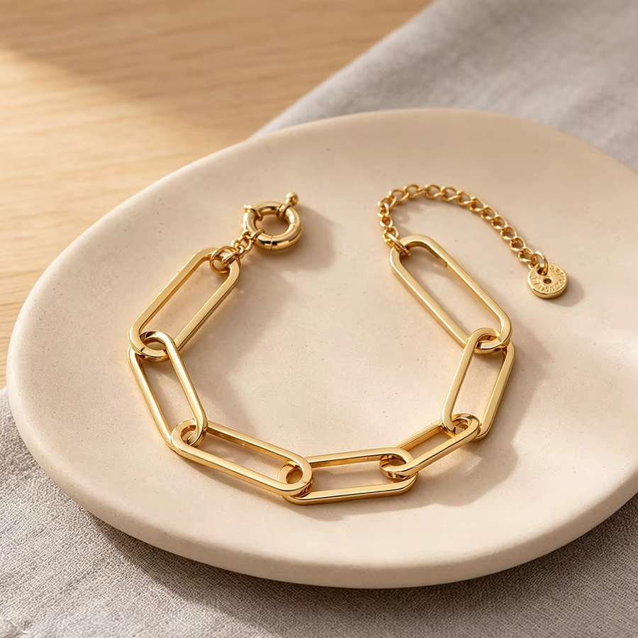 amofa Kuba-Kettenarmband Edelstahl, 18 Karat vergoldet, Gold, Unisex - Bild 2