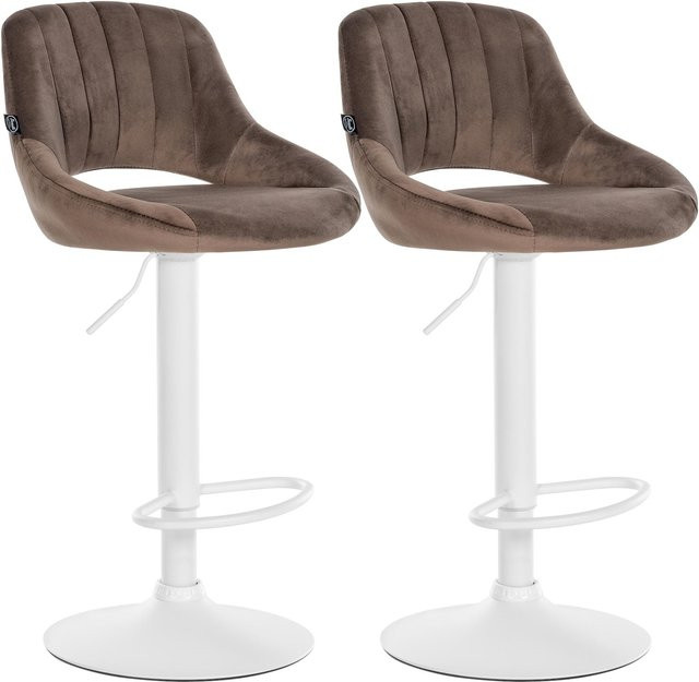CLP Barhocker 2er Set Milet höhenverstellbar mit Lehne, gepolsterte Barstühle mit Samtbezug und drehbarem Metallgestell - Bild 1