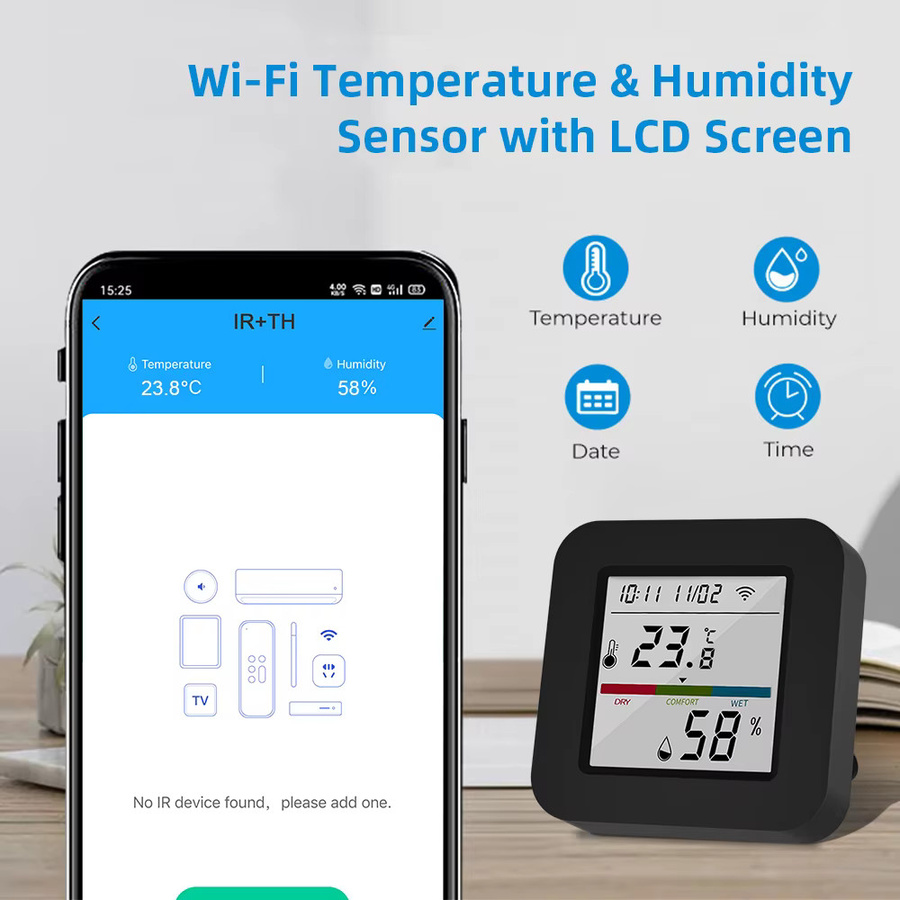 Tuya WiFi Temperatur- und Feuchtigkeitssensor mit IR Universal-Fernbedienung für Smart Life App, Alexa und Google Home - Bild 2