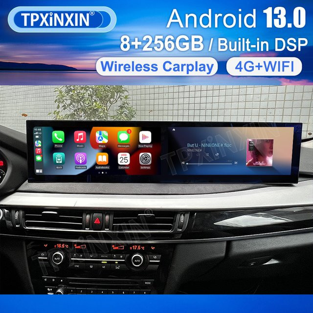 TPXINXIN 24,6-Zoll QLED Android 13 Auto-Multimedia-Radio-Player mit GPS für BMW F10 F11 F18 F07 und F15 F16 in Schwarz - Bild 1