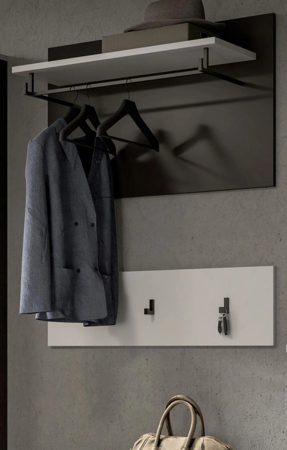Inn.Furn Garderobenpaneel Set Cooper in Weiß und Grau, Breite: 80 cm - Bild 1