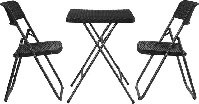 Ecosa Outdoor-Set mit Klapptisch und 2 Stühlen in Schwarz aus 600D Oxford PVC und Metall für Garten, Terrasse, Balkon und Camping - Bild 2
