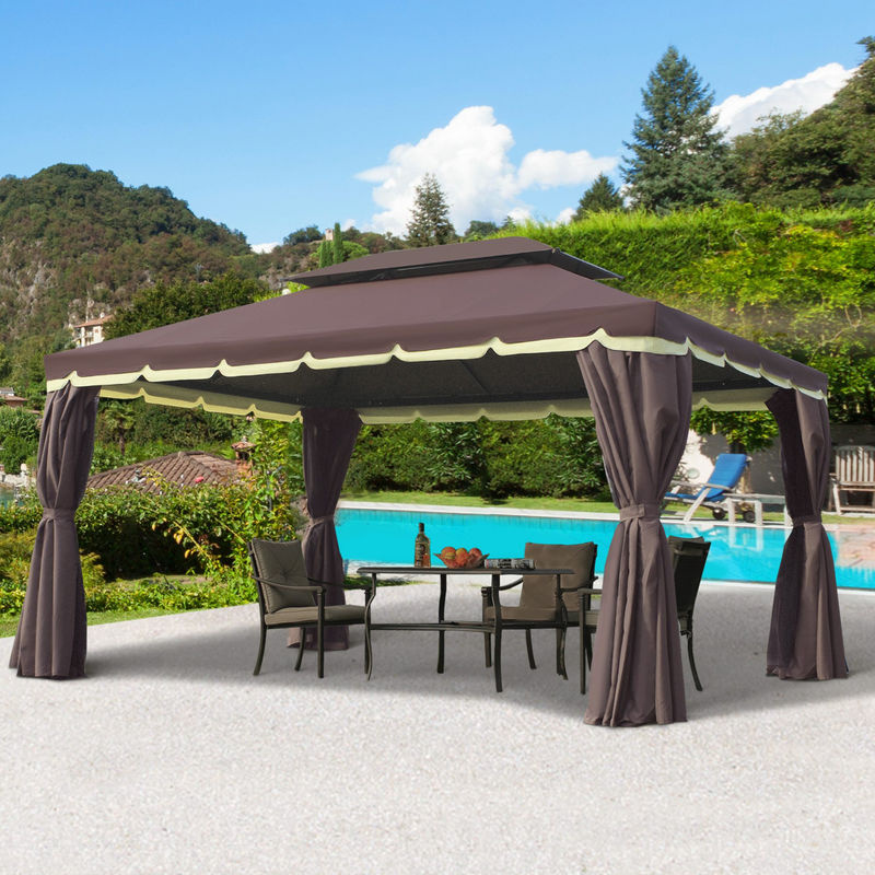 Outsunny Gartenpavillon mit 4 Seitenteilen und Moskitonetz aus Aluminium und Polyester, B/T/H: 390 x 290 x 280 cm - Bild 2