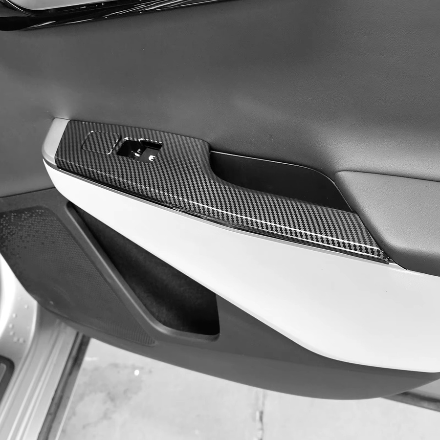 ZHEN YI TIE Carbon Faser Stil ABS Fensterheber Schalter Panel und Tür Armlehne Pad Abdeckung Trim für KIA EV6 2022 2023 2024 in Schwarz - Bild 5