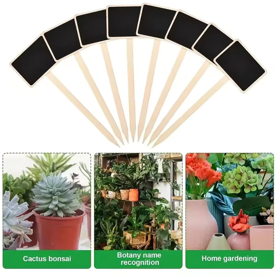 10 Stück Tafel-Etiketten aus Holz in Schwarz für Gartenbau, Sukkulenten und Pflanzendekoration - Bild 3