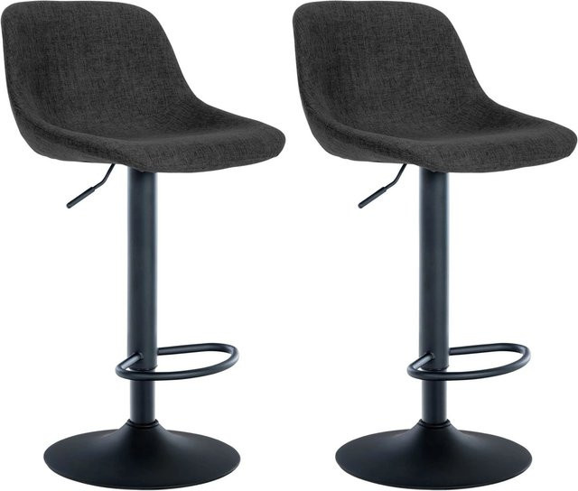 DELUKE 2er Set Barhocker HODOR in Schwarz, höhenverstellbare Barstühle mit Lehne und 360 Grad Drehsitz, B/T/H: 43 x 49 x 79 cm - Bild 1