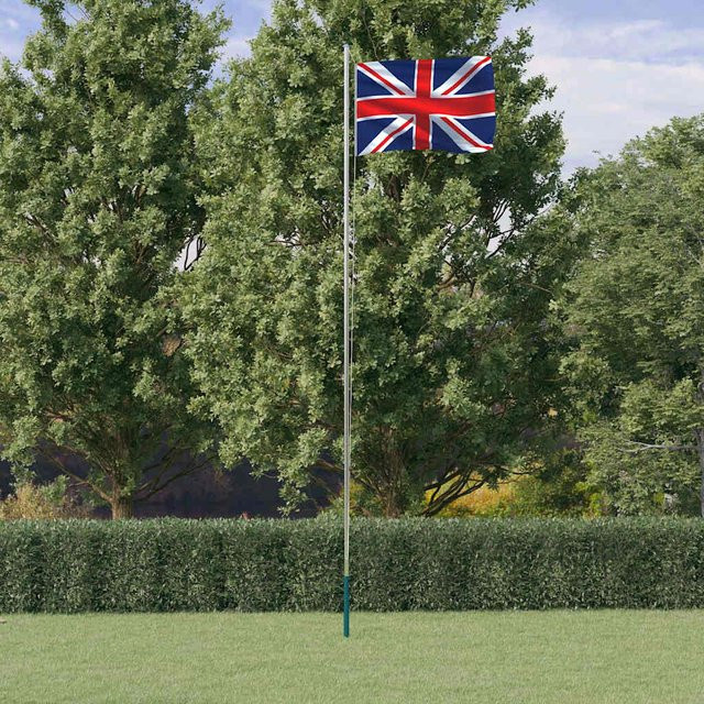 Vidaxl Flagge des Vereinigten Königreichs mit Fahnenmast aus Aluminium und Polyester, rot und mehrfarbig, Höhe: 6,23 m - Bild 1