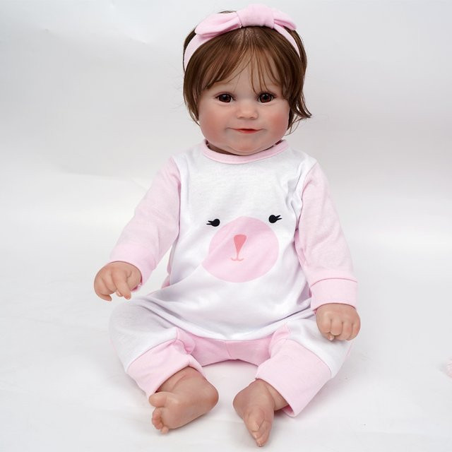 Miaio Baby Puppe, 50cm, hand bemalt, Kunststoff, Rosa / Pink - Bild 1
