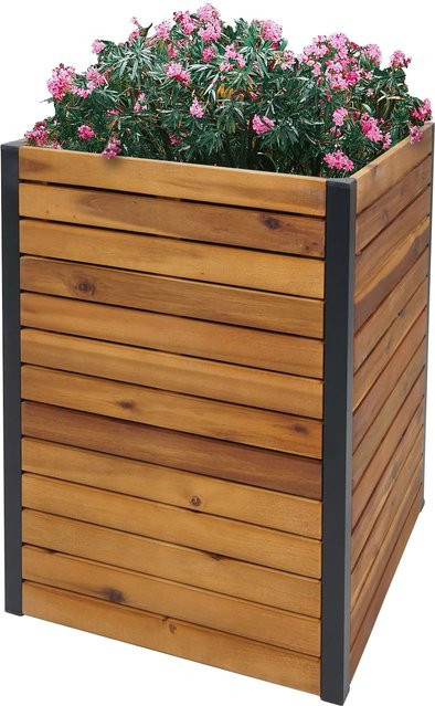 MCW Pflanzkasten L23 Hochbeet aus Akazie Holz und Aluminium in Braun, B/T/H: 60 x 42 x 42 cm - Bild 1