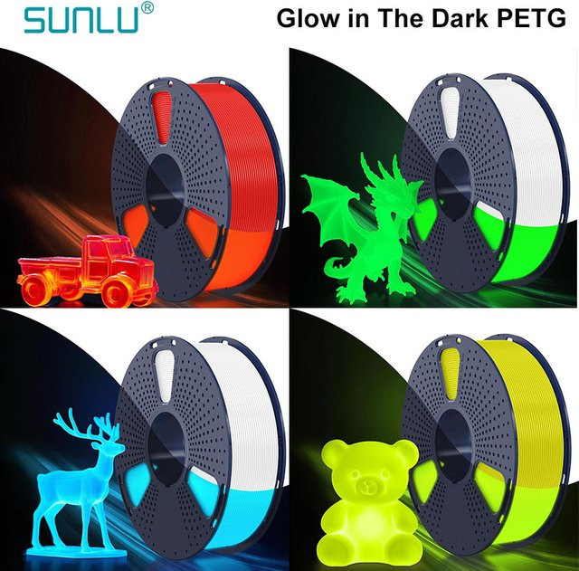 SUNLU PETG-Filament im Dunkeln leuchtend, Blau, 1,75 mm, 1 kg - Bild 1