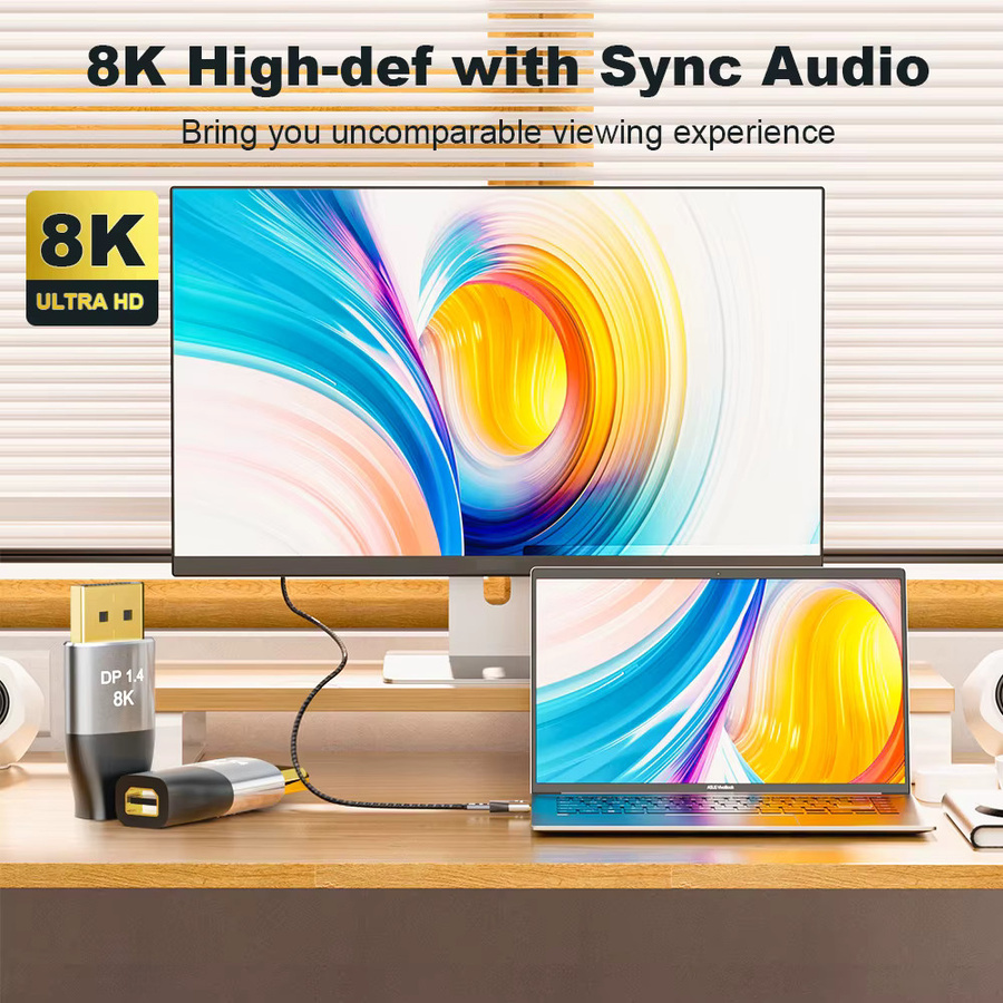 Bidirektionaler Mini DisplayPort zu DisplayPort Adapter von lmcnzz für 8K @ 60Hz und 4K @ 144Hz Konverter und Extender für Mac und Kino Display - Bild 4