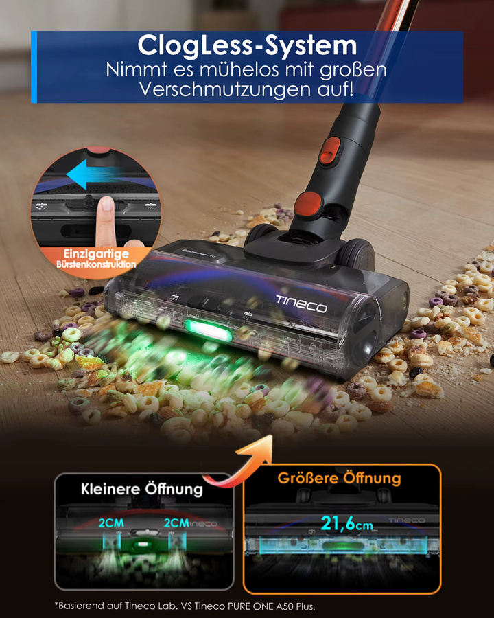 Tineco Pure ONE S70 Akku Staubsauger in Orange mit 200 AW Saugkraft, LED-Beleuchtung, 3DSense Pro Reinigungssystem, ZeroTangle-Bürste und bis zu 95 Min. Laufzeit - Bild 6