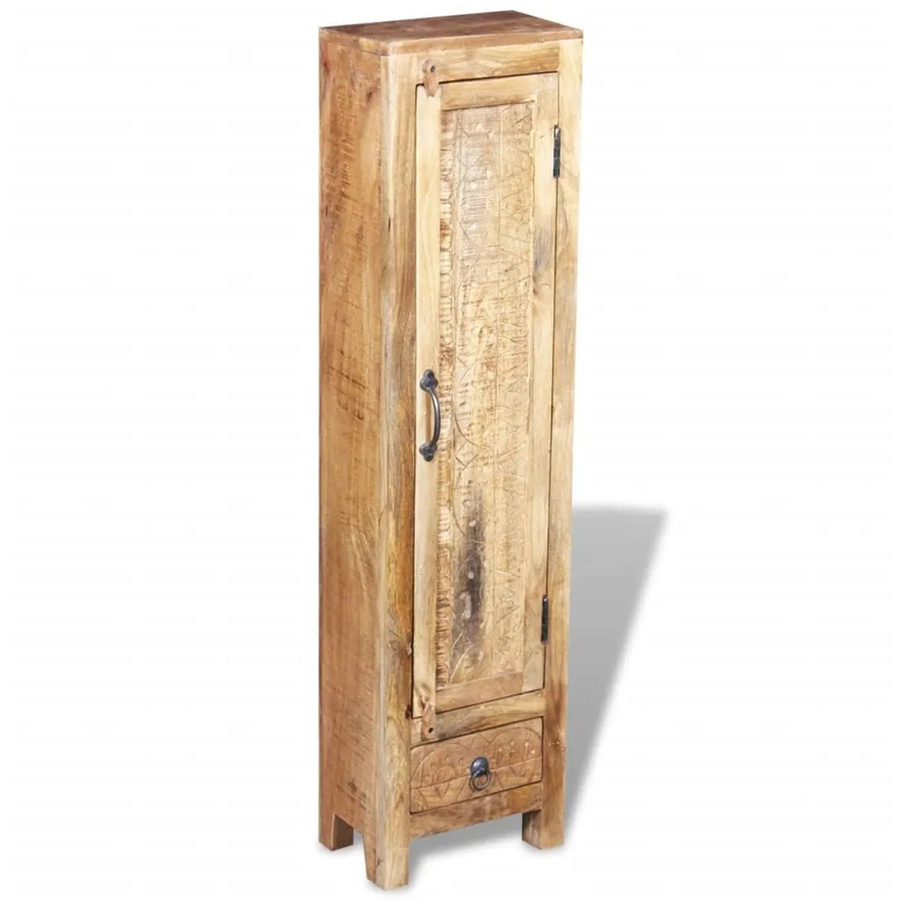 vidaXL Badmöbel-Set aus Mango-Massivholz in Braun im Vintage-Stil mit Spiegel, Unterschrank und 2 Seitenschränken - Bild 1