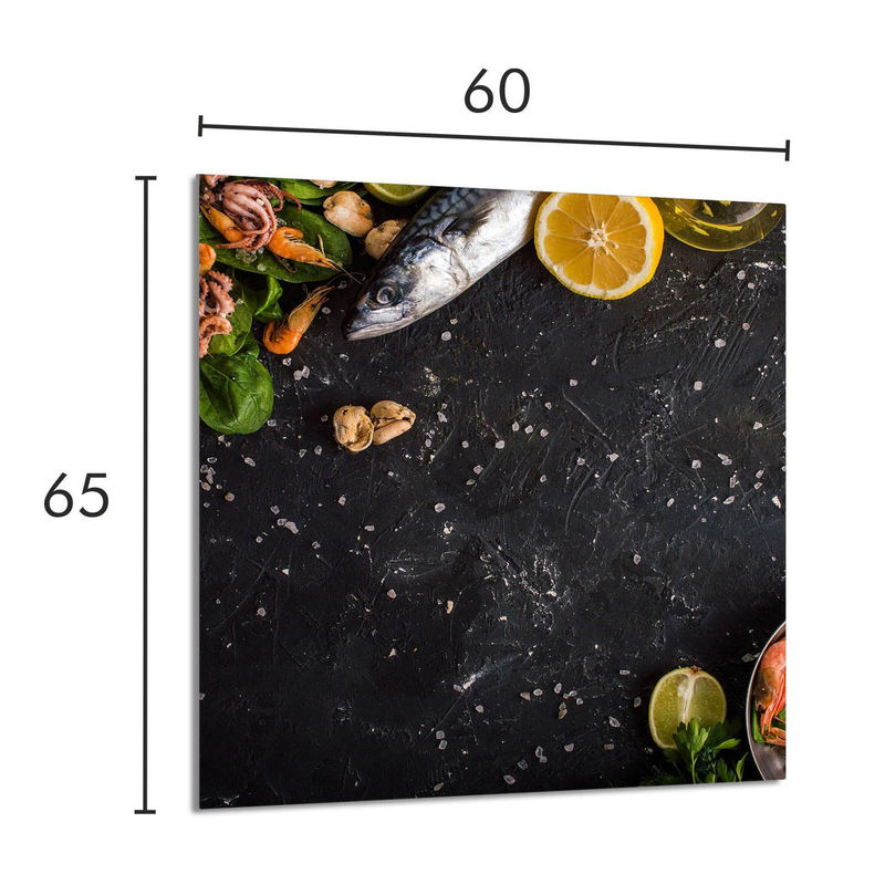 Modernes Küchen-Glaspanel mit Fisch-Tierprint in Mehrfarbig, B: 60 cm, H: 65 cm - Bild 2