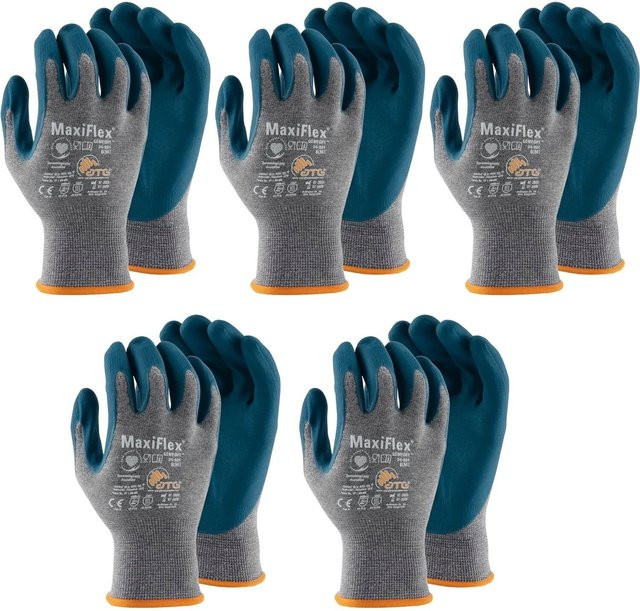vasalat Set Maxi Comfort Montagehandschuhe Grau Größe 8 mit Nitrilbeschichtung 5 Paar - Bild 1