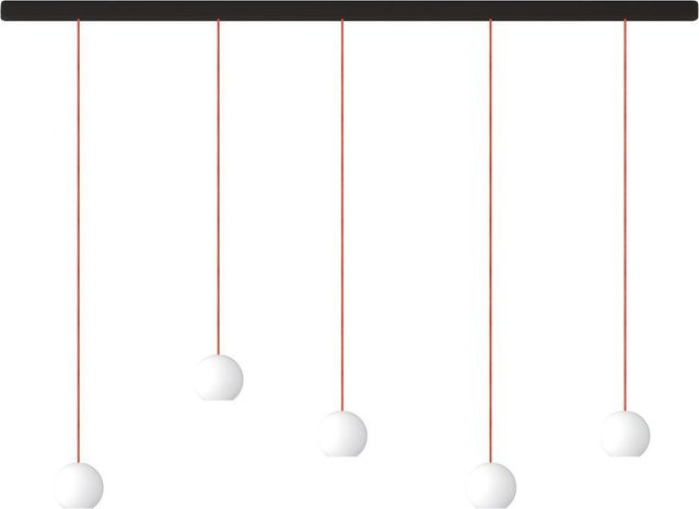 KOMOT KOS Quinto S LED-Pendelleuchte-Schiene mit mundgeblasenem Opalglas in Schwarz matt und Orange, Tunable White 2200K - 4200K, Länge: 200 cm - Bild 1