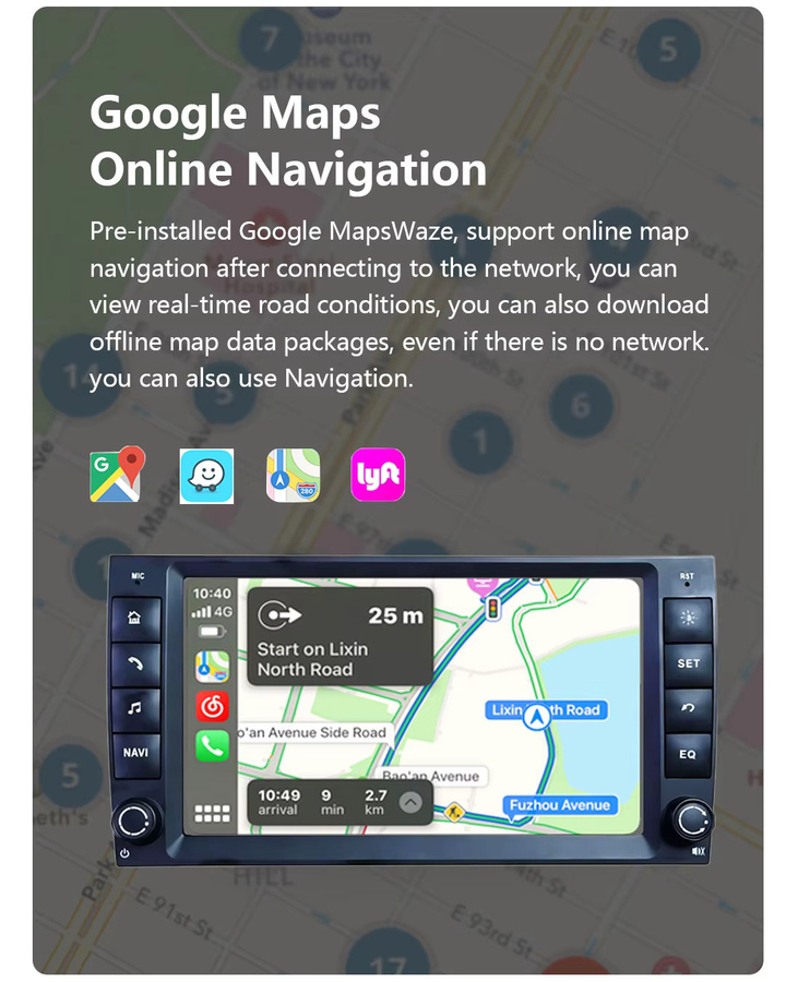 CHSTEK Autoradio mit Carplay und Android Auto Unterstützung für Porsche Cayenne 955 957 9PA (2002-2010) inklusive GPS, Bluetooth und Wi-Fi in Schwarz - Bild 4
