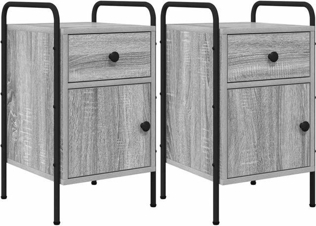 vidaXL Nachttisch Set 2 Stück Grau Sonoma im industriellen Design, B/T/H: 35 x 36,5 x 61 cm - Bild 1