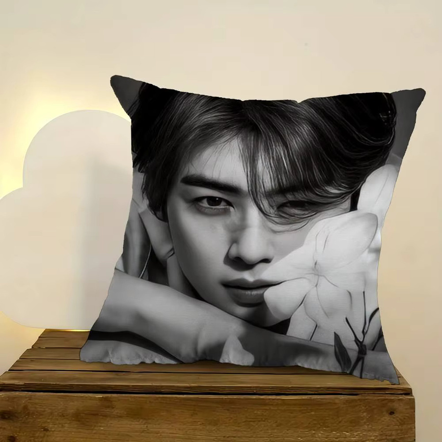 Singer Cha ido EunWoo Kissenbezug mit Grafikprint, quadratisch, Farbe: Grau, Breite: 30 cm, Höhe: 30 cm - Bild 3