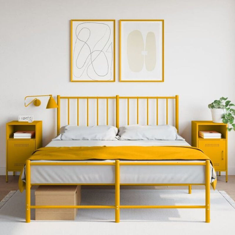 Vidaxl Nachttische 2er Set aus Stahl in Gelb im Industrial Retro Design, B/T/H: 36 x 39 x 68 cm - Bild 1