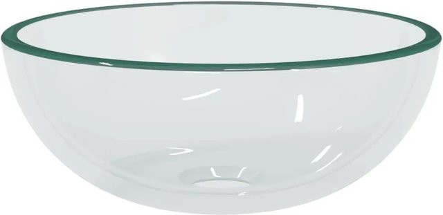 vidaXL Aufsatzwaschbecken aus Hartglas, rund, transparent, Durchmesser: 30 cm, Höhe: 12 cm - Bild 1