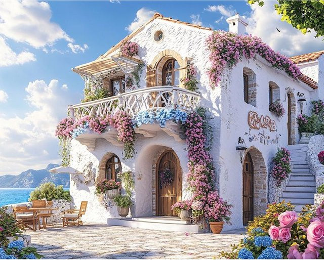 Sdoyuno Diamantmalerei Haus Mosaik Landschaft DIY 5D Stickerei mit runden oder quadratischen Bohrern zur Wanddekoration für dein Schlafzimmer oder Wohnzimmer - Bild 1
