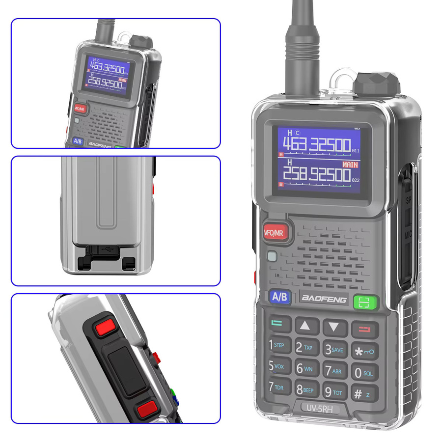 ABBREE Schutzhülle aus transparentem TPU für das Handfunkgerät UV-5RH, stoßfest und kratzfest - Bild 3