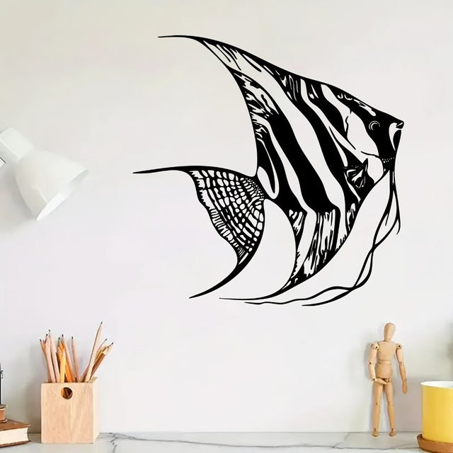 CIFBUY Engelsfisch Wandkunst aus Metall in Schwarz als dekorative Fischstatue für Innen- und Außenbereich - Bild 1