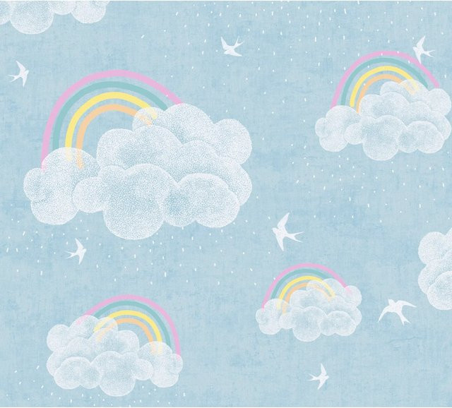 A.S. Création Vliestapete Wolken Regenbogen Blau-Bunt, B/H: 0,53 m x 10,05 m - Bild 1