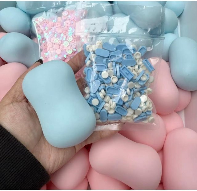 Handgefertigter Seifen-Knusper-Stressball, Fidget Squeeze Ball, blau - Bild 1