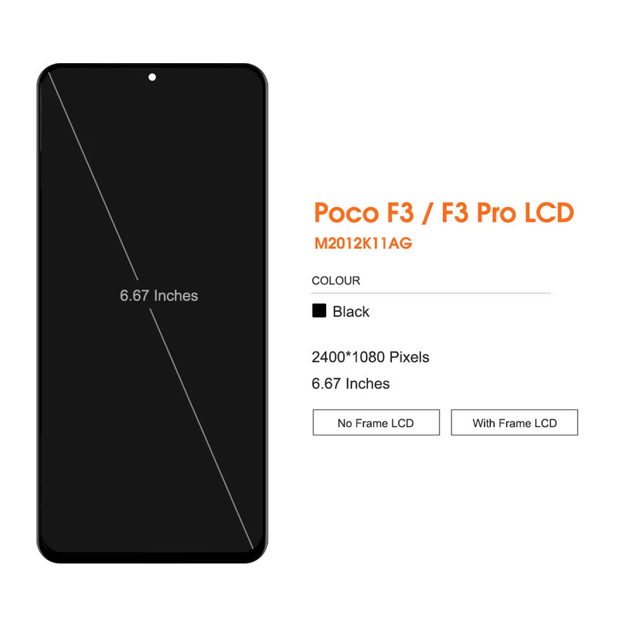 Xiaomi Poco F3 AMOLED Display mit Touchscreen Digitizer Baugruppe in Schwarz - Bild 2