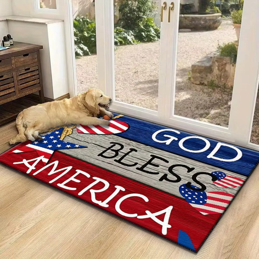 VIKAMA Eingangsmatte mit amerikanischer Flagge, rutschfeste Willkommens-Fußmatte in Multicolour, B/T: 60 x 40 cm - Bild 3