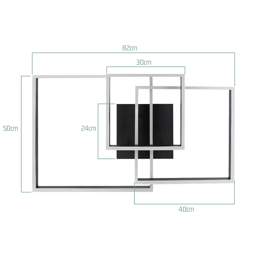 Moderne LED Deckenleuchte von Nettlife in Schwarz mit doppeltem versetztem Quadrat Design, dimmbar, 84W, Durchmesser: 82 cm - Bild 3
