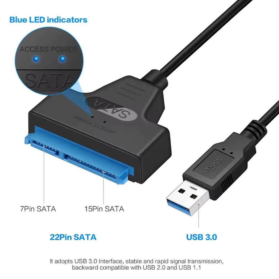 USB-C zu SATA III Adapterkabel für 2,5 Zoll SSD und Festplatten, Schwarz - Bild 4