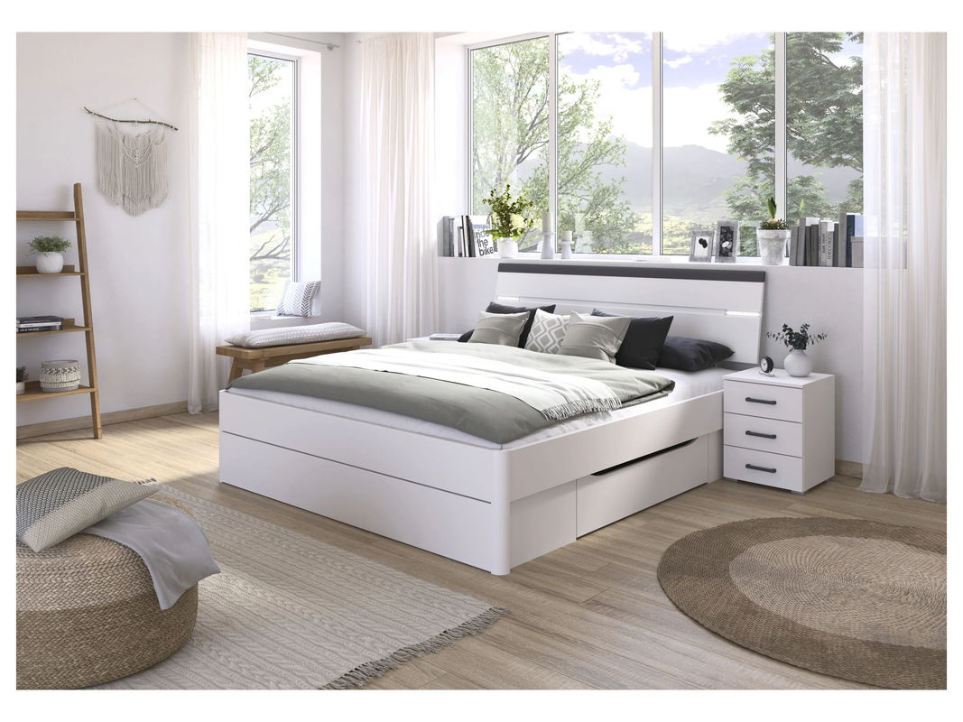 RAUCH BLUE Corvo Bett in Weiß mit Sockelschubladen und LED-Beleuchtung, Breite: 185 cm, Höhe: 102 cm - Bild 2