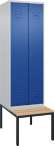 C+P PSA Doppel-Spind Classic PLUS Garderobenbank mit 2 Abteilen, Sitzfläche aus Buche-Hartholz, B/T/H: 212,0 x 60,0 x 81,5 cm - Bild 1