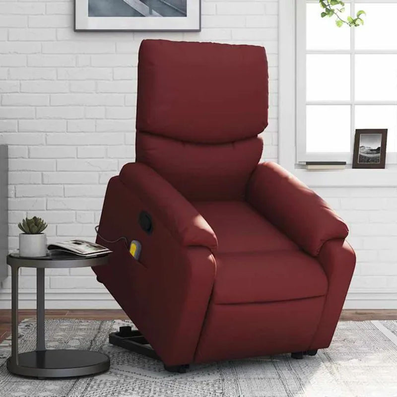 Vidaxl Relaxsessel Massagesessel mit Aufstehhilfe in Rot aus Kunstleder - Bild 1