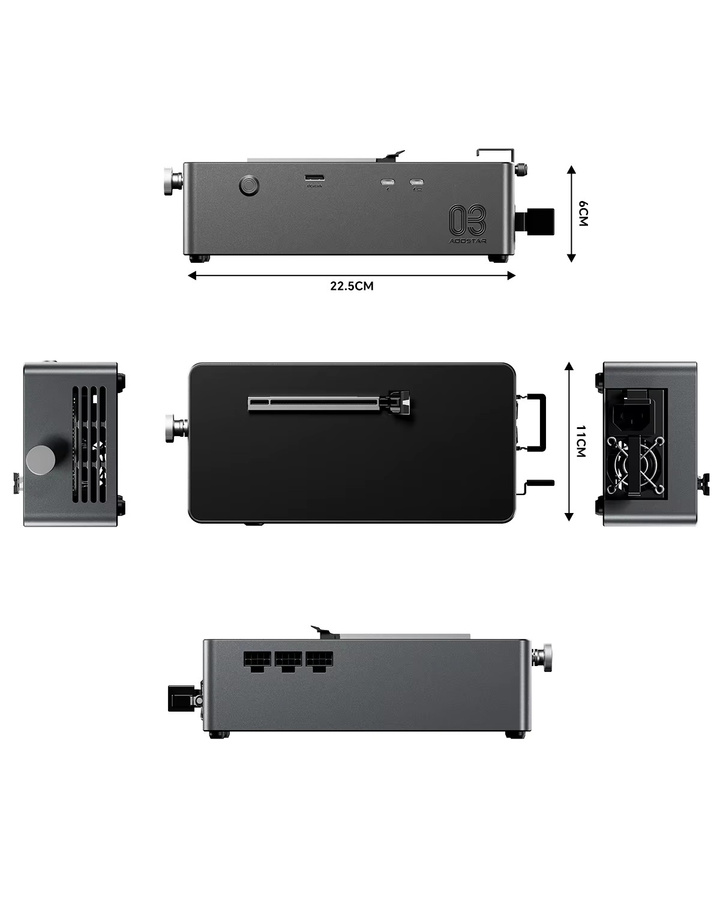 AOOSTAR AG03 Grafikkarten-Dock USB4 V2.0 mit Thunderbolt 5 Kompatibilität, Dual-Port 80Gbps und 140W PD-Ladung sowie integriertem 800W Netzteil - Bild 6