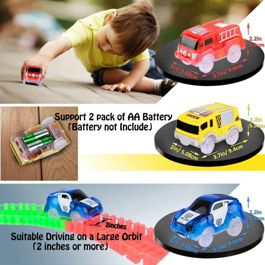 SONGYI Ersatz-Flex-Track-Rennwagen für Magic Tracks, leuchten im Dunkeln, Bunt / Mehrfarbig - Bild 4