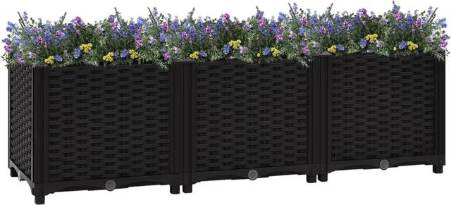 Hochbeet furnicato aus Polypropylen in Schwarz, B/T/H: 120 x 40 x 38 cm - Bild 1