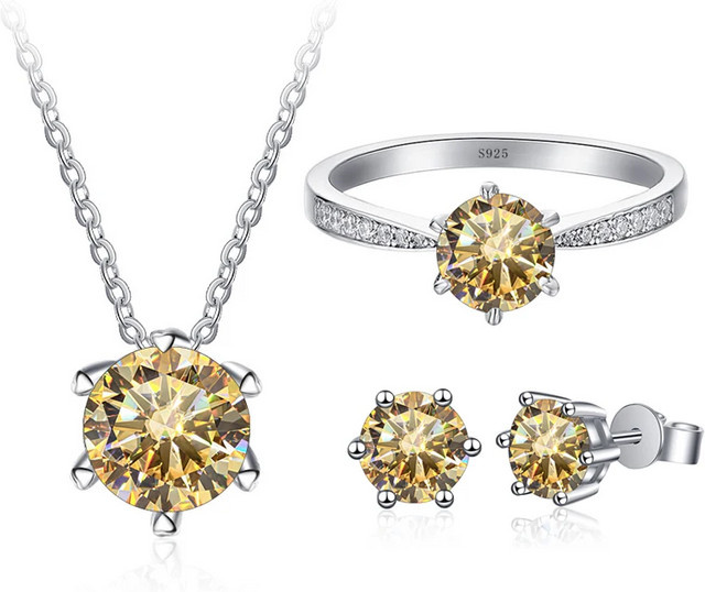 Schmuckset 925 Silber, Moissanit, Kristall, Damen - Bild 1