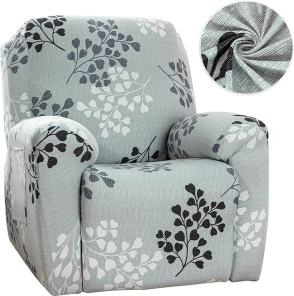 Lellen Floraler Stretch-Liegesofabezug für 1 Sitz, abnehmbarer Relax-Sesselbezug in Grau - Bild 1